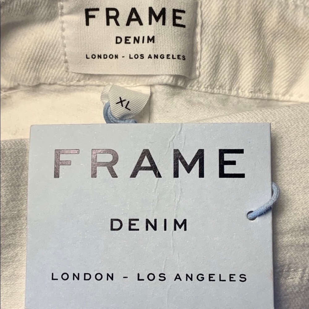 💋NWT FRAME Palazzo Denim Short Zip White Overalls - Picture 15 of 15